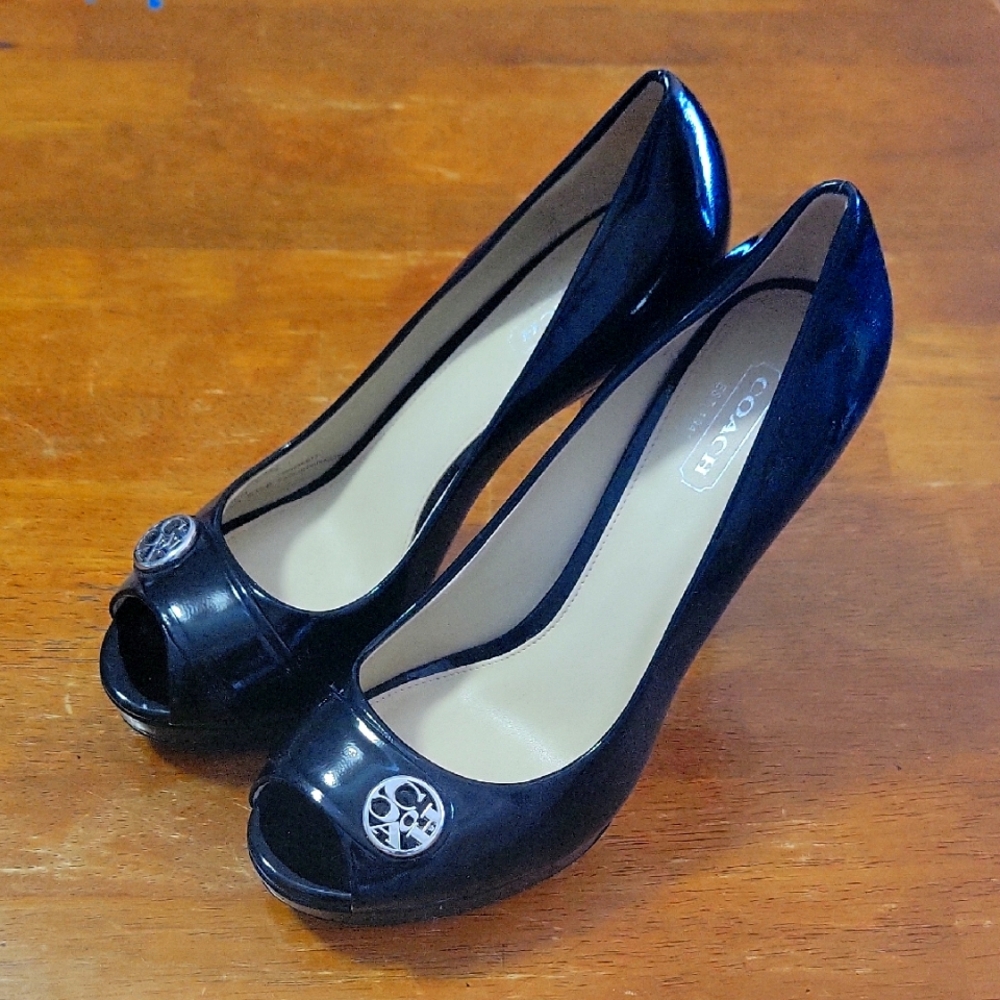 Coach Black Peep Toe Heels